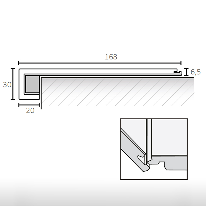 SPC XL Stair base profile 1510x168x30 mm